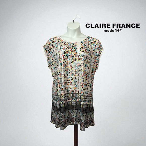 NWOT, Claire France, Plus Size Multi-Color Tunic, 1X - Picture 3 of 10